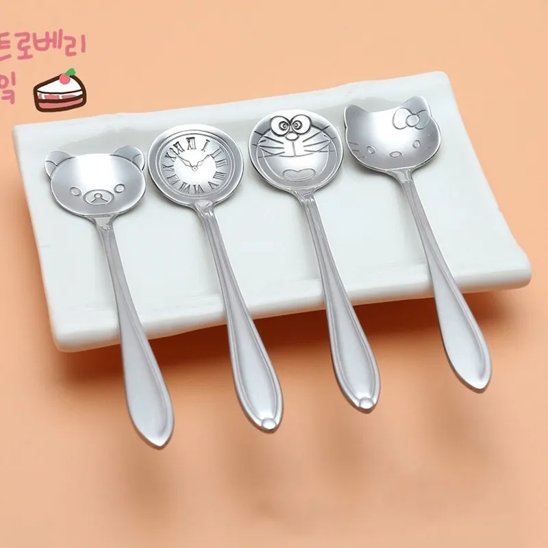 1PC Cartoon Stainless Steel Coffee Spoon Carved Kitty Doraemon Bear Clock Children Dinner Dessert Spoons Long Handle Tea Ladle
1PC Cartoon Stainless Steel Coffee Spoon Carved Kitty Doraemon Bear Clock Children Dinner Dessert Spoons Long Handle Tea Ladle