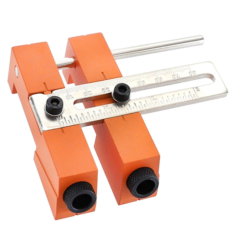 Adjustable Double Hole Jig Guide with Ruler for Woodworking Tool Accessories