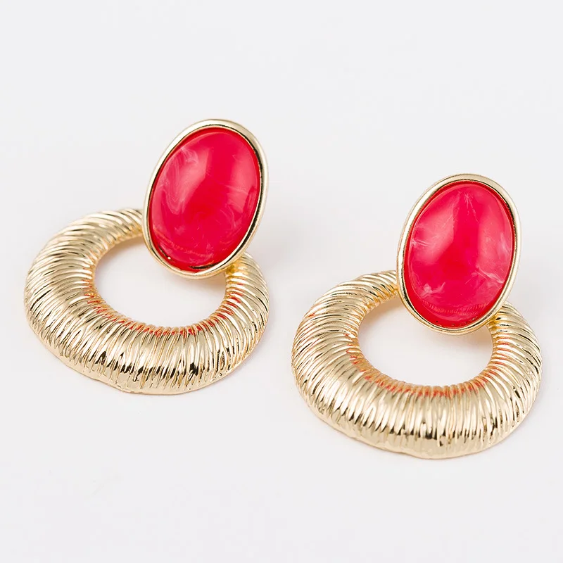 Metal Earrings Gold vintage Geometric Round Circle Black Red Purple Green Ear Studs for Women 2019 Gouden Oorbellen Orecchini
Metal Earrings Gold vintage Geometric Round Circle Black Red Purple Green Ear Studs for Women 2019 Gouden Oorbellen Orecchini