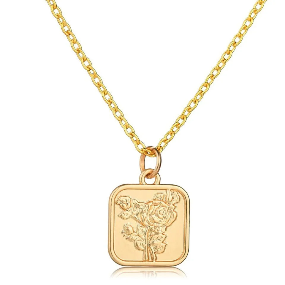 Classic Square Golden Rose Pattern Women Alloy Necklace Popular Style Women Favorable Engagement Necklace Jewelry Gift
Classic Square Golden Rose Pattern Women Alloy Necklace Popular Style Women Favorable Engagement Necklace Jewelry Gift