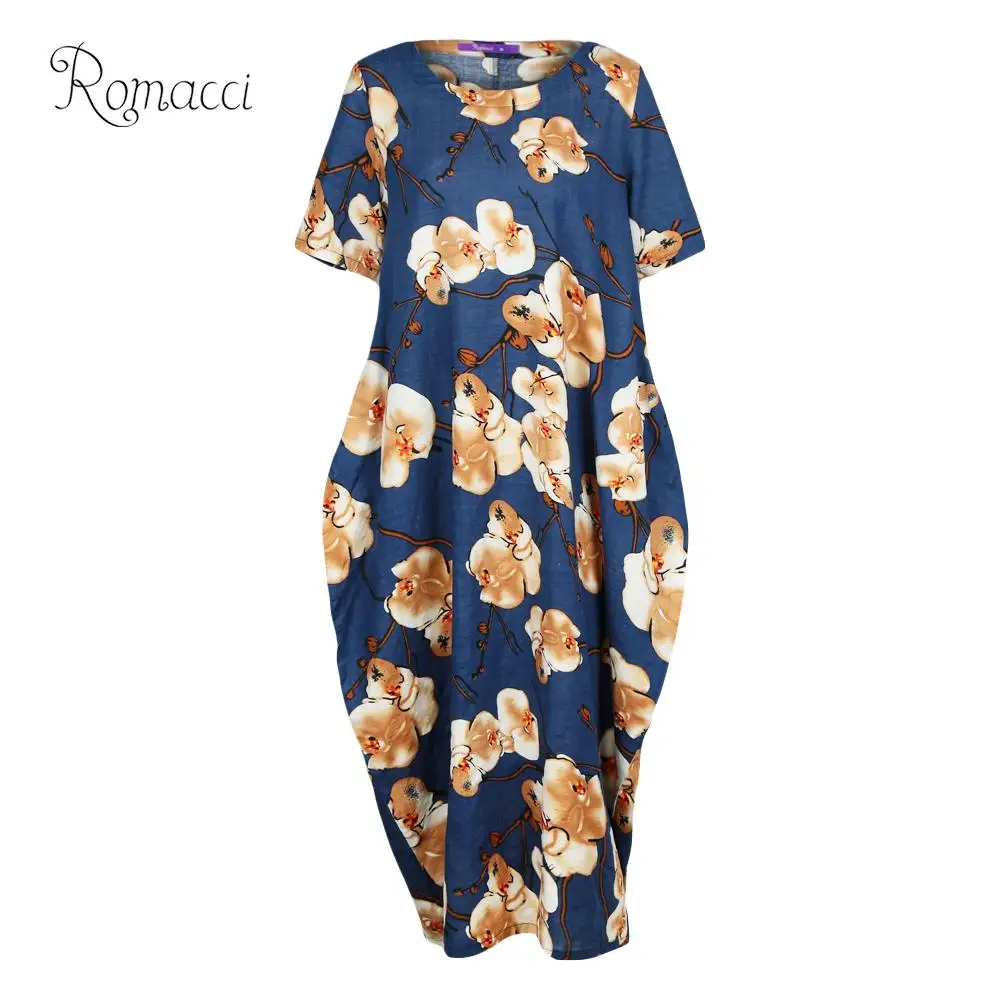 Romacci Summer Dress Women Plus Size 4XL 5XL Casual Floral Print Loose Dress Short Sleeve O Neck Pocket Oversize Maxi Long Dress
Romacci Summer Dress Women Plus Size 4XL 5XL Casual Floral Print Loose Dress Short Sleeve O Neck Pocket Oversize Maxi Long Dress