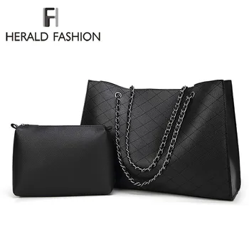 Herald Fashion Leather Bags For Women Luxury Handbags New Designer Big Tote Bag Chain Female Shoulder Bag Set Bolsa Feminina 
Herald Fashion Leather Bags For Women Luxury Handbags New Designer Big Tote Bag Chain Female Shoulder Bag Set Bolsa Feminina