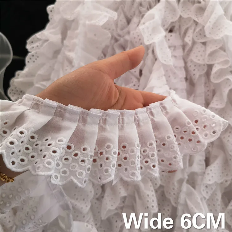 6CM Wide White 3D Cotton Folded Lace Embroidered Neckline Collar Applique Ribbon Ruffle Trim Dresses Guipure DIY Sewing Supplies
6CM Wide White 3D Cotton Folded Lace Embroidered Neckline Collar Applique Ribbon Ruffle Trim Dresses Guipure DIY Sewing Supplies