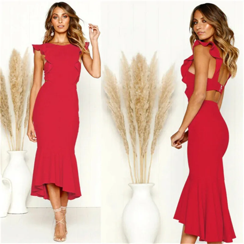 Womens Fishtail Bodycon Sleeveless Dress Bridesmaid Party Formal O-neck Summer New Hot Sale Summer Dress
Womens Fishtail Bodycon Sleeveless Dress Bridesmaid Party Formal O-neck Summer New Hot Sale Summer Dress