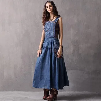 #2447 Summer Embroidery Floral Vintage Overall Denim Dresses Women Spaghetti Strap Jeans Dress Ladies Pockets High Waist Tide
#2447 Summer Embroidery Floral Vintage Overall Denim Dresses Women Spaghetti Strap Jeans Dress Ladies Pockets High Waist Tide