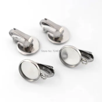 Stainless Steel Non-pierced Earrings Clip Back Clip on with Loop Round Bezel tray Blank Glass Cameo Cabochons Bases DIY Findings
Stainless Steel Non-pierced Earrings Clip Back Clip on with Loop Round Bezel tray Blank Glass Cameo Cabochons Bases DIY Findings