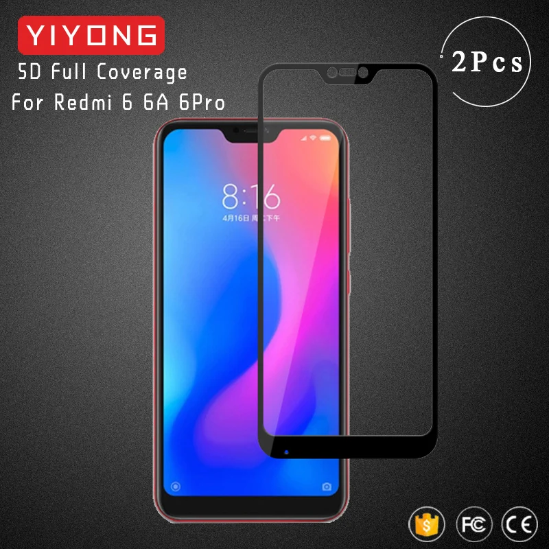 

YIYONG 5D Full Cover Glass For Xiaomi Redmi 6 Pro Tempered Glass Redmi 6A 6Pro Screen Protector Film For Xiomi Redmi6 Pro Glass