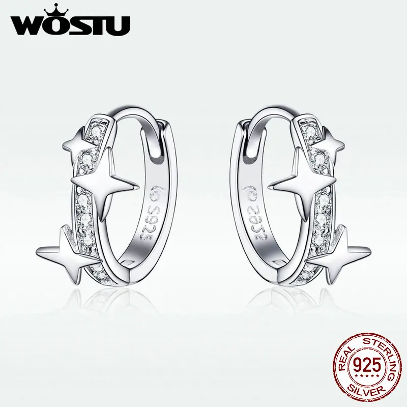 WOSTU Hot Sale Earring Authentic 925 Sterling Silver Clear Silver Stars Hoop Earring For Women Fashion Jewelry Gift DAE076
WOSTU Hot Sale Earring Authentic 925 Sterling Silver Clear Silver Stars Hoop Earring For Women Fashion Jewelry Gift DAE076