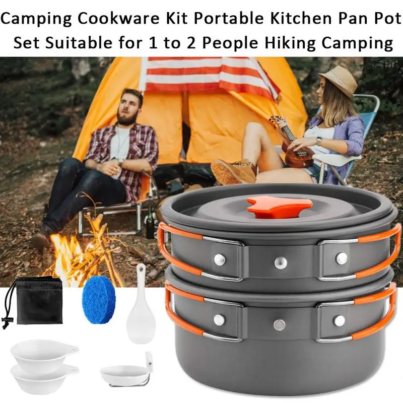 Camping Cookware Kit Portable Kitchen Pan Pot Set Suitable For 1 To 2 People Hiking Camping Outdoor
Camping Cookware Kit Portable Kitchen Pan Pot Set Suitable For 1 To 2 People Hiking Camping Outdoor