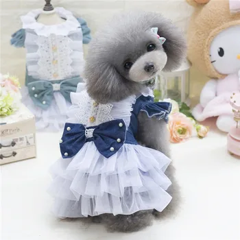 Pet Dogs Dress Poodle Lace Bow Princess Dress Maid Style Denim Mesh Breathable Weeding Dress Skirt For Small Dogs Puppy Apparel
Pet Dogs Dress Poodle Lace Bow Princess Dress Maid Style Denim Mesh Breathable Weeding Dress Skirt For Small Dogs Puppy Apparel