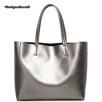 Trendy Casual Totes Ladies Large Capacity Cow Split Leather Shoulder Bag Simple Woman Soft Leather Handbag Silver 2019 NEW
Trendy Casual Totes Ladies Large Capacity Cow Split Leather Shoulder Bag Simple Woman Soft Leather Handbag Silver 2019 NEW