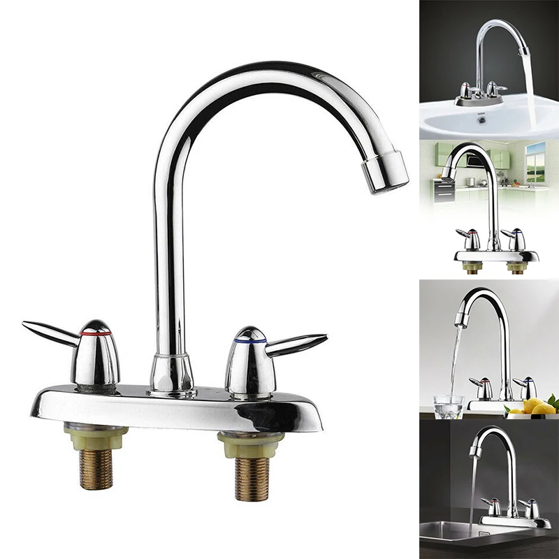 1*Faucet Kitchen Swivel Spout 2 Handle Holes Sink Basin Faucet Hot/Cold Water Mixer Tap
1*Faucet Kitchen Swivel Spout 2 Handle Holes Sink Basin Faucet Hot/Cold Water Mixer Tap