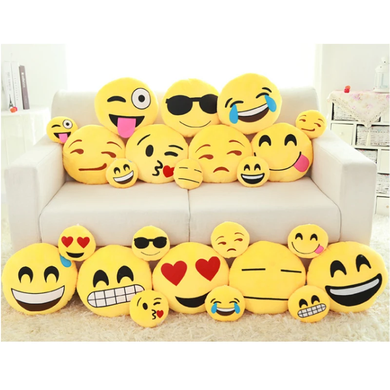 

Decorative Home Decor Round Throw Pillows Cartoon Smiley Face Cute 17cm Soft Toy Doll Plush Emoji Pillows 1PC Emoticon Cushion