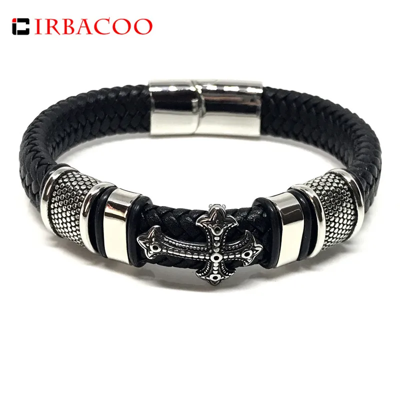 IRBACOO 2019 Luxury Stainless Steel Men Braided Leather Bracelet Genuine Leather With Cross Charms For Men Gift pulsera hombres
IRBACOO 2019 Luxury Stainless Steel Men Braided Leather Bracelet Genuine Leather With Cross Charms For Men Gift pulsera hombres