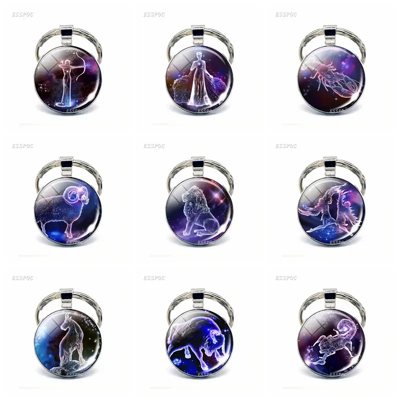 12 Zodiac Signs Keychain Constellation Glass Pendant Scorpio Sagittarius Capricorn Aquarius Alloy Keyring Jewelry Birthday Gift
12 Zodiac Signs Keychain Constellation Glass Pendant Scorpio Sagittarius Capricorn Aquarius Alloy Keyring Jewelry Birthday Gift