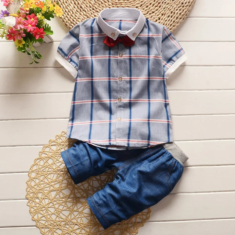 Baby summer clothes suit gentleman children boys cool short sleeve sets denim boy newborn clothing shirts + jeans shorts for
Baby summer clothes suit gentleman children boys cool short sleeve sets denim boy newborn clothing shirts + jeans shorts for