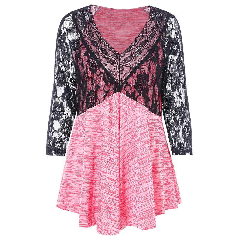 Fashion Plus Size T Shirt Women Autumn Spring Floral Lace V Neck Top New Female Tunic Three Quarter Sleeve T-Shirt Tops 5XL
Fashion Plus Size T Shirt Women Autumn Spring Floral Lace V Neck Top New Female Tunic Three Quarter Sleeve T-Shirt Tops 5XL