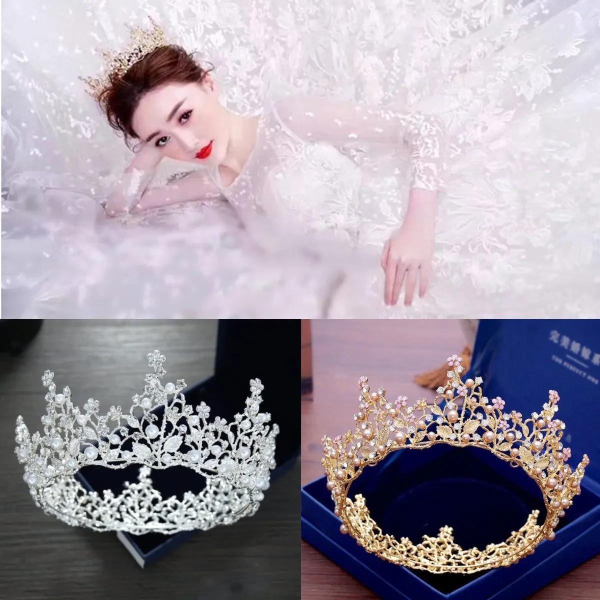 Gold/Silver Alloy Rhinestone Pearl Round Flower Crown Bride Wedding Model Party Jewelry Women Hair Jewelry Headband Tiara Crown
Gold/Silver Alloy Rhinestone Pearl Round Flower Crown Bride Wedding Model Party Jewelry Women Hair Jewelry Headband Tiara Crown