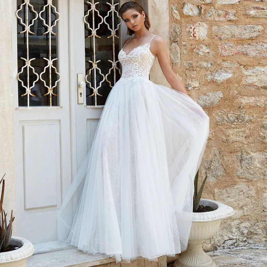 Sexy Beach Wedding Dress Spaghetti Straps V-neck Tulle Boho Wedding Gowns Vestido De Novia Open Back
Sexy Beach Wedding Dress Spaghetti Straps V-neck Tulle Boho Wedding Gowns Vestido De Novia Open Back