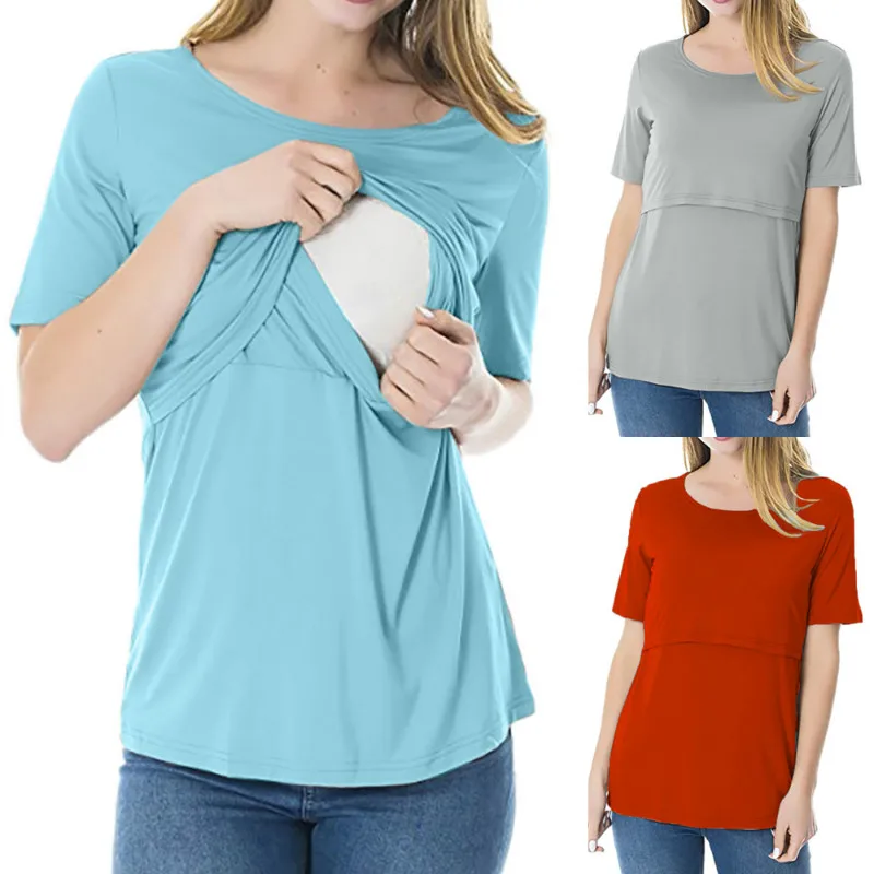 Short Sleeve Nursing Maternity Top Breastfeeding Clothes For Pregnant Women Tee Pregnancy Feeding Shirts Maternity Clothing
Short Sleeve Nursing Maternity Top Breastfeeding Clothes For Pregnant Women Tee Pregnancy Feeding Shirts Maternity Clothing
