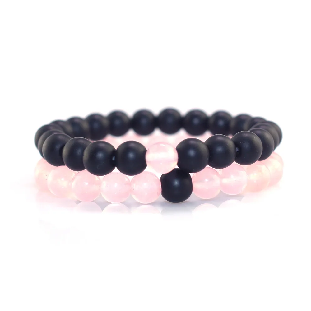 8MM Couples Distance Bracelet Classic Natural Stone Pink and Black Beaded Bracelet for Men Women Best Friend Hot Christmas gift
8MM Couples Distance Bracelet Classic Natural Stone Pink and Black Beaded Bracelet for Men Women Best Friend Hot Christmas gift
