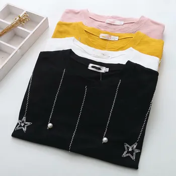 2019 Fashion Women Beading Star Summer T-Shirt Casual Solid Loose T-Shirt Short Sleeve O-Neck Cotton Tops
2019 Fashion Women Beading Star Summer T-Shirt Casual Solid Loose T-Shirt Short Sleeve O-Neck Cotton Tops