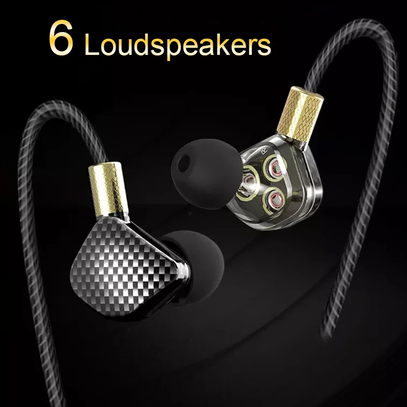 ODS-KD6 In Ear Earphone With Microphone 6 Dynamic Driver Unit Headsets Stereo Sports HIFI Subwoofer Earphones Monitor Earbuds
ODS-KD6 In Ear Earphone With Microphone 6 Dynamic Driver Unit Headsets Stereo Sports HIFI Subwoofer Earphones Monitor Earbuds