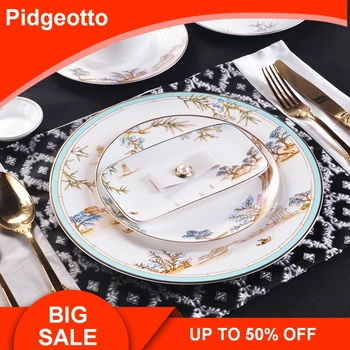 Chinese Style Luxury Porcelain Dinner Plates Creative Ceramic West Lake Hotel Tableware Cutlery Set Decorative Flat Steak Plate
Chinese Style Luxury Porcelain Dinner Plates Creative Ceramic West Lake Hotel Tableware Cutlery Set Decorative Flat Steak Plate
