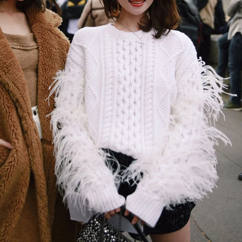 Feathers Tassel Pullover Tops Female Sweater O Neck Long Sleeve Loose White Sweaters For Women Autumn Fashion Tide
Feathers Tassel Pullover Tops Female Sweater O Neck Long Sleeve Loose White Sweaters For Women Autumn Fashion Tide