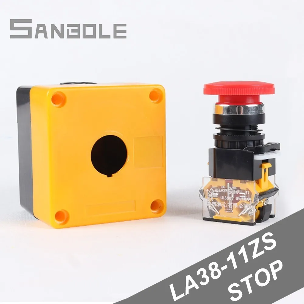 LA38-11ZS with box Elevator Lift Safety emergency stop 22mm Self-Locking Mushroom push button switch waterproof 10A 380V
LA38-11ZS with box Elevator Lift Safety emergency stop 22mm Self-Locking Mushroom push button switch waterproof 10A 380V