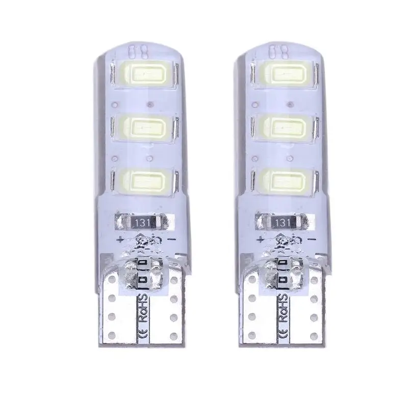 

2Pcs DC 12V 6 LEDs SMD W5W T10 Car Width Lights 5W 6000K White LED Silicone Lamp Auto Clearance Light Bulb