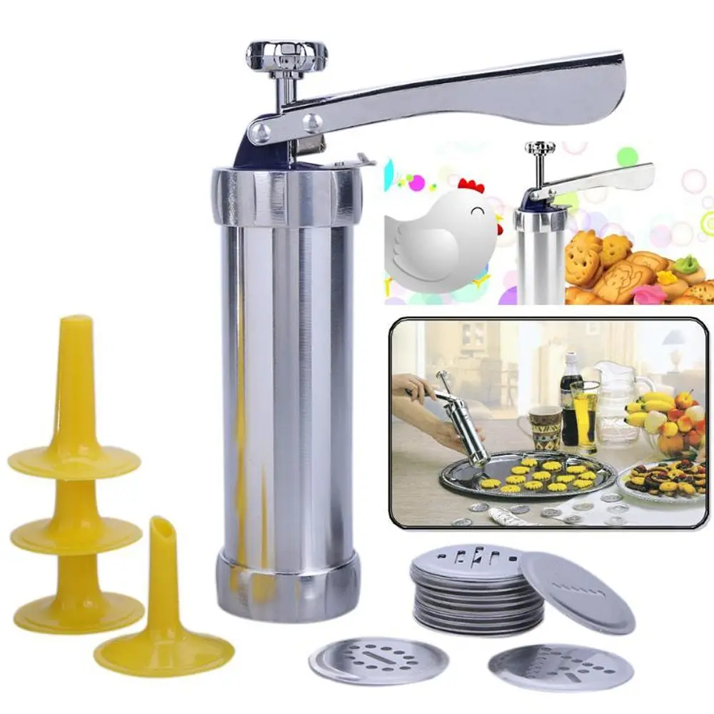 

25Pcs Press Machine Biscuit Making Pump Cookie Biscuits Maker Cookies Mold Extruder Kitchen Cake Decorating 20 Moulds+ 4 Nozzles