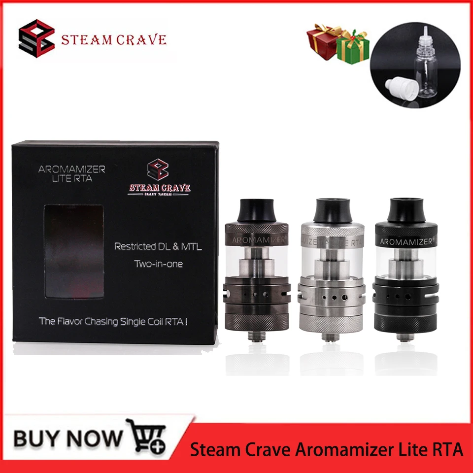 Original Steam Crave Aromamizer Lite RTA Atomizer Tank 23mm 3.5ml/ 4.5ml 2 AFC airhole options Single Coil RTA vs Unity RTA
Original Steam Crave Aromamizer Lite RTA Atomizer Tank 23mm 3.5ml/ 4.5ml 2 AFC airhole options Single Coil RTA vs Unity RTA