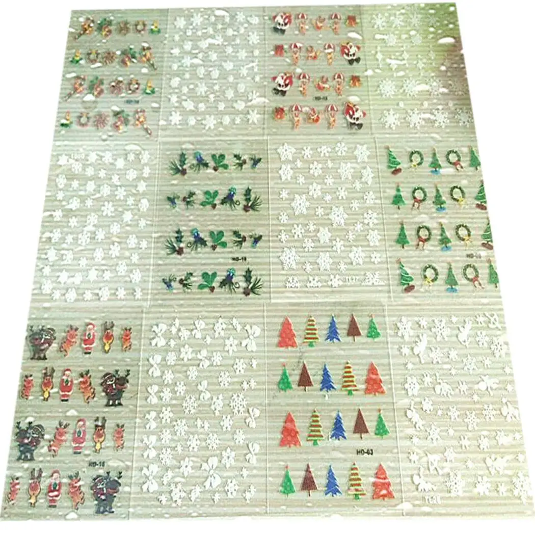 Мультфильм снег рождественская наклейка для ногтей DIY дома салон и т. д. 12