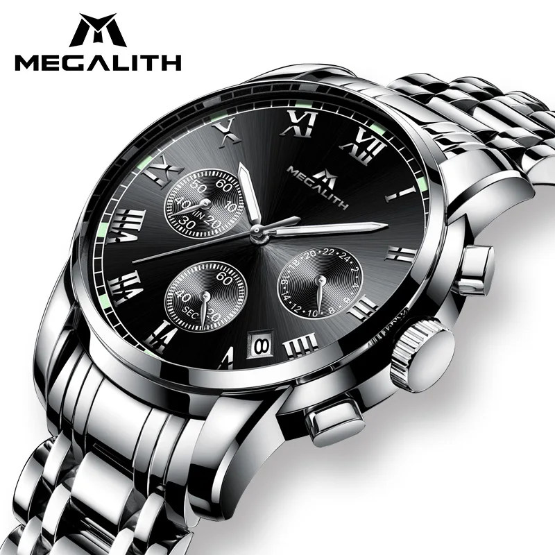 MEGALITH Men Watch Sports Luxury Silver Waterproof Date Stainless Steel Quartz Mens Watches Business Wristwatch For Man Clock
MEGALITH Men Watch Sports Luxury Silver Waterproof Date Stainless Steel Quartz Mens Watches Business Wristwatch For Man Clock