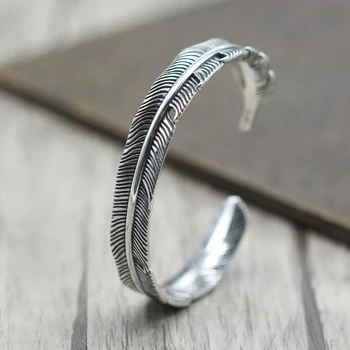 925 Solid Sterling Silver Fashion JewelryRetro Feather Band Bangle Cuff Bracelet Jewelry A2884
925 Solid Sterling Silver Fashion JewelryRetro Feather Band Bangle Cuff Bracelet Jewelry A2884