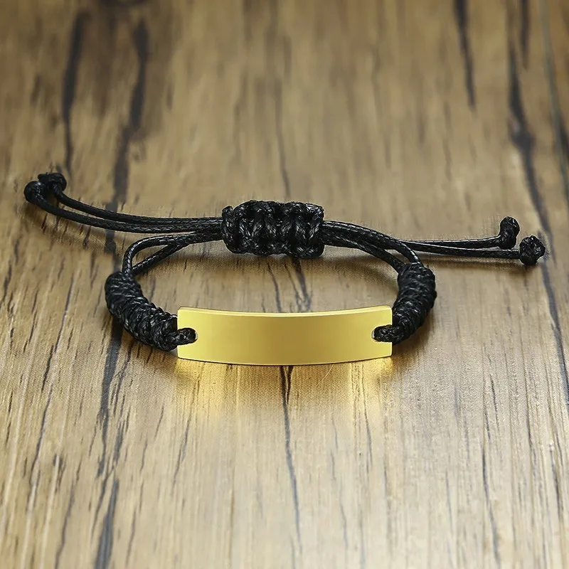 Men Women Kids Personalized Braided Rope Bangle with Stainless Steel Golden ID Plate Inspiration Adjustable Bracelet Jewelry
Men Women Kids Personalized Braided Rope Bangle with Stainless Steel Golden ID Plate Inspiration Adjustable Bracelet Jewelry