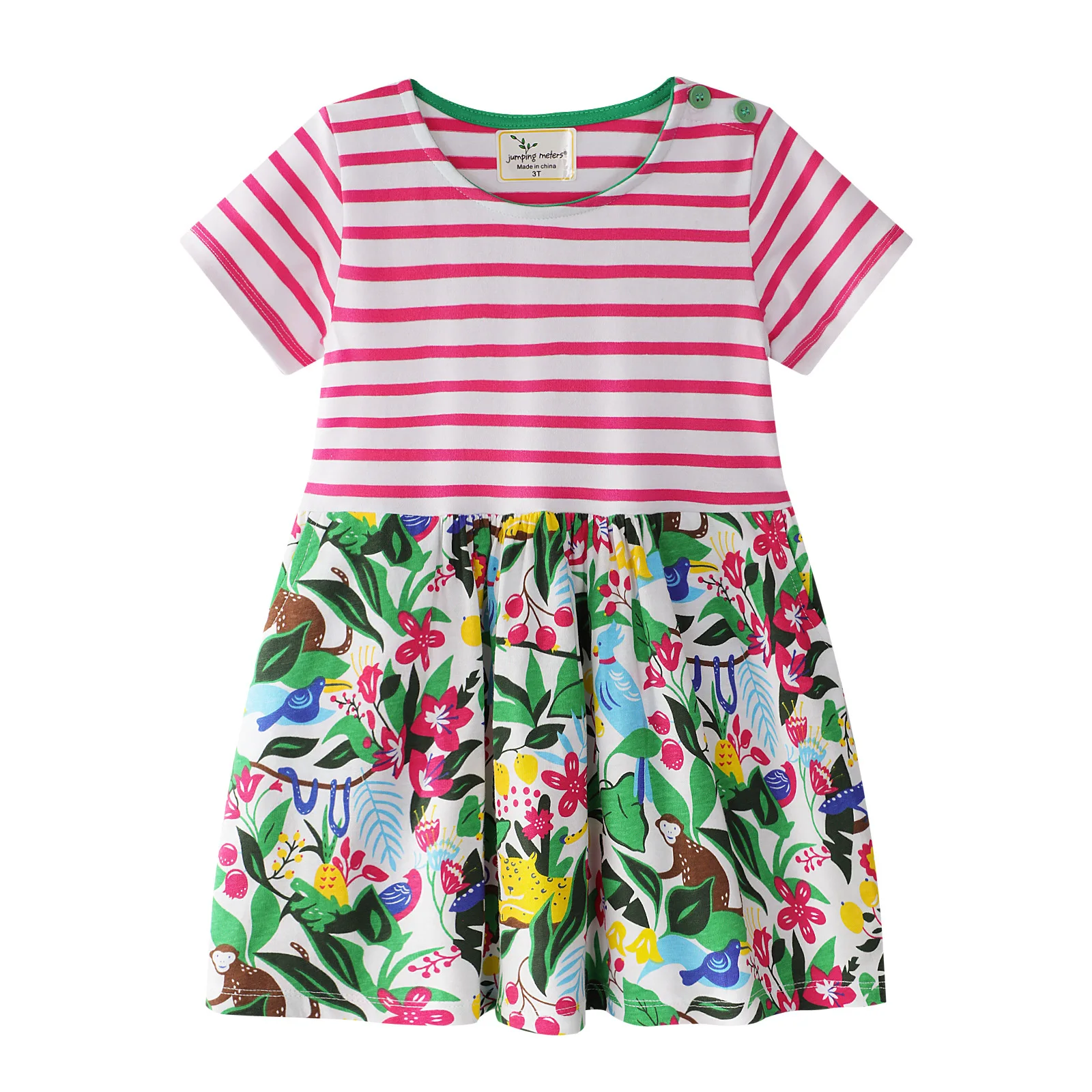 New girls dress 2019 Floral Printed stripe princess cotton Brand toddler summer 2-7T wedding kids Pop Frocks | Детская одежда и