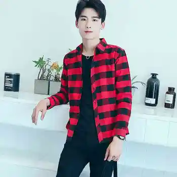 #2308 Harajuku Plaid shirt men Long sleeve Mens shirts casual slim fit Stripe on clothes Cheap clothes china Preppy Style
#2308 Harajuku Plaid shirt men Long sleeve Mens shirts casual slim fit Stripe on clothes Cheap clothes china Preppy Style