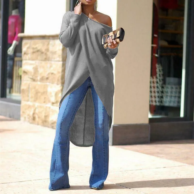 Hirigin New 2019 Shirt Fashion Women Summer Shirt Long Sleeve Loose Blouse Casual split Shirt Skew Neck Tops Women Clothing S-XL
Hirigin New 2019 Shirt Fashion Women Summer Shirt Long Sleeve Loose Blouse Casual split Shirt Skew Neck Tops Women Clothing S-XL