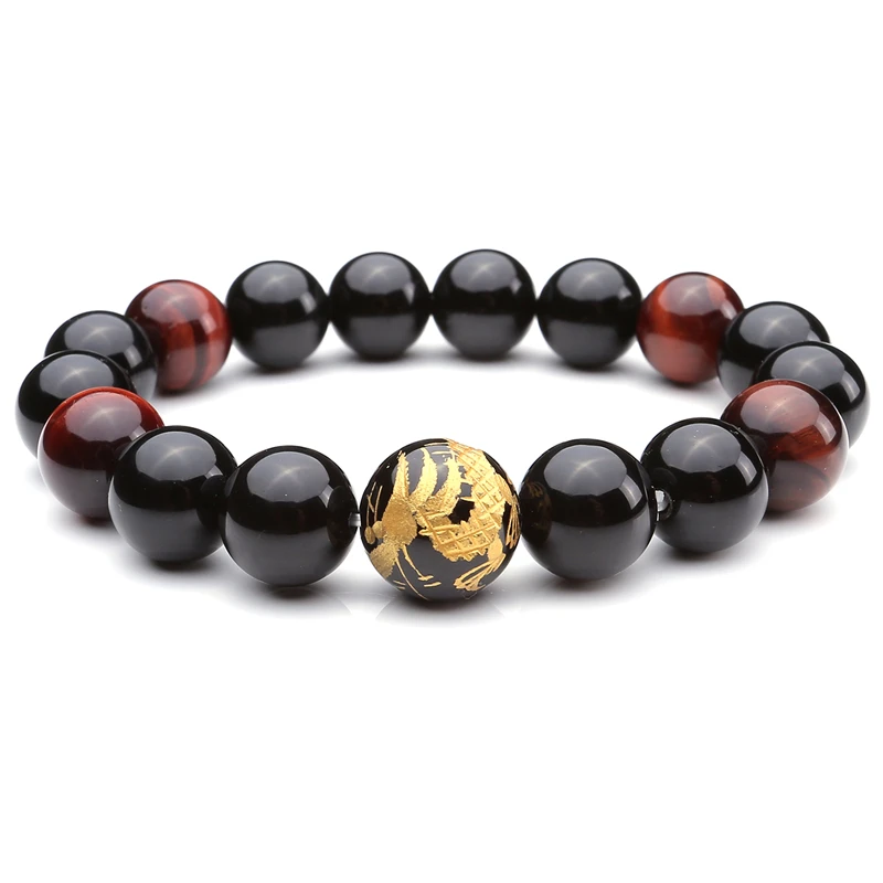 Ayliss Hot 6.8inches/17cm Men's Elastic Black Red Tiger's Eye Gem stone Dragon Carved Stone Bracelet Stretch Bracelet Jewelry
Ayliss Hot 6.8inches/17cm Men's Elastic Black Red Tiger's Eye Gem stone Dragon Carved Stone Bracelet Stretch Bracelet Jewelry