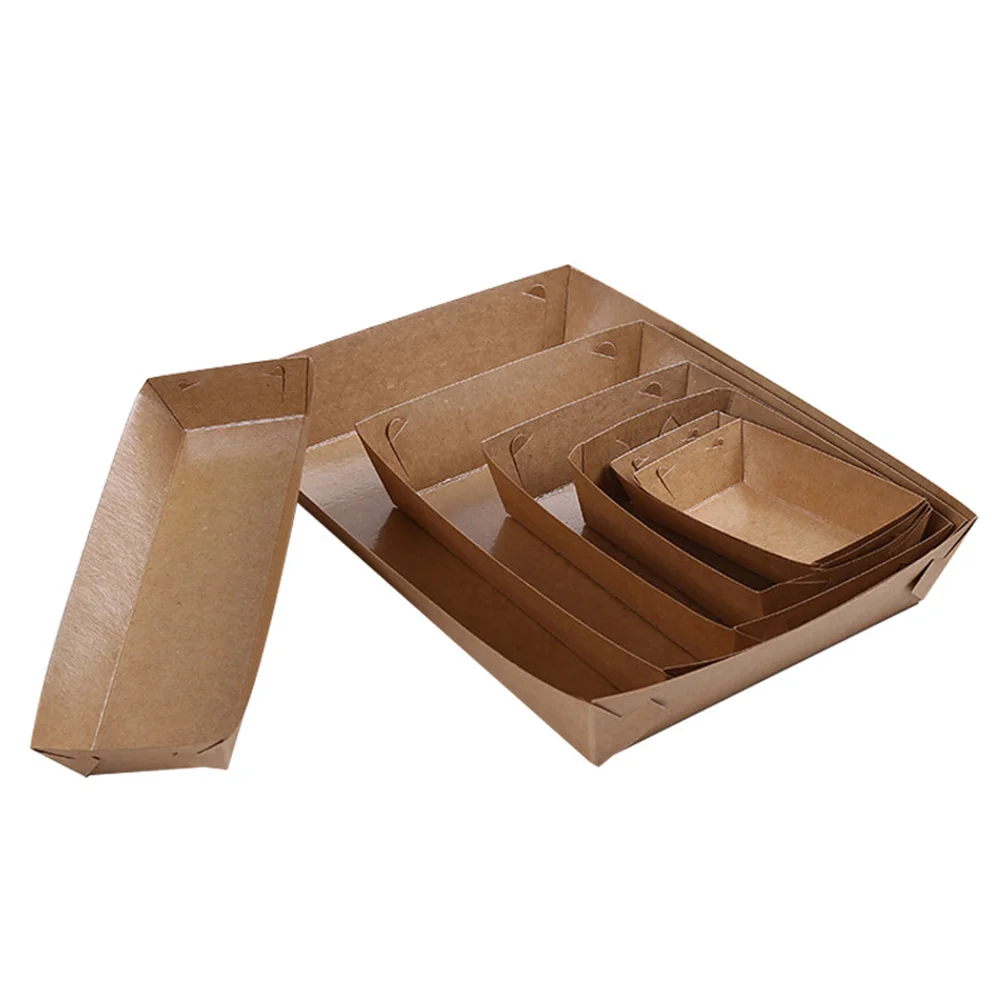 5Pcs Disposable Paper Food Serving Tray Kraft Paper Coating Boat Shape Snack Open Box French Fries Chicken Box (20 x 6 x 3cm)
5Pcs Disposable Paper Food Serving Tray Kraft Paper Coating Boat Shape Snack Open Box French Fries Chicken Box (20 x 6 x 3cm)