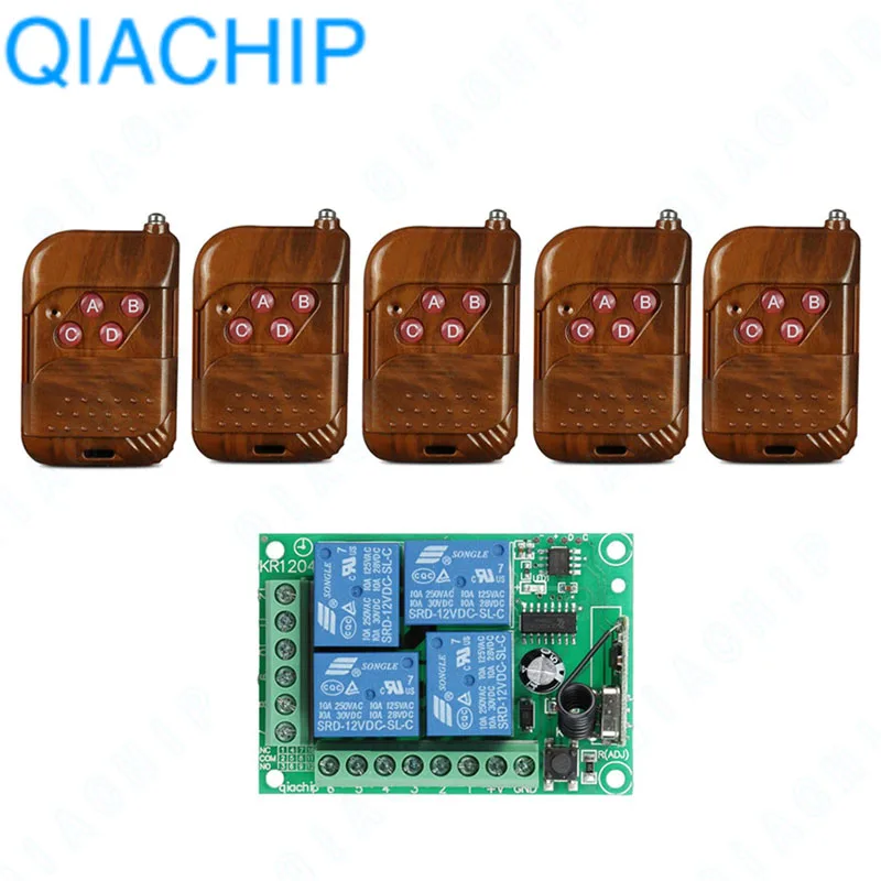 QIACHIP 433Mhz Universal Wireless Remote Control Switch DC 12V 4 CH Relay Receiver Module + RF Transmitter 433 MHz Remote Lights
QIACHIP 433Mhz Universal Wireless Remote Control Switch DC 12V 4 CH Relay Receiver Module + RF Transmitter 433 MHz Remote Lights