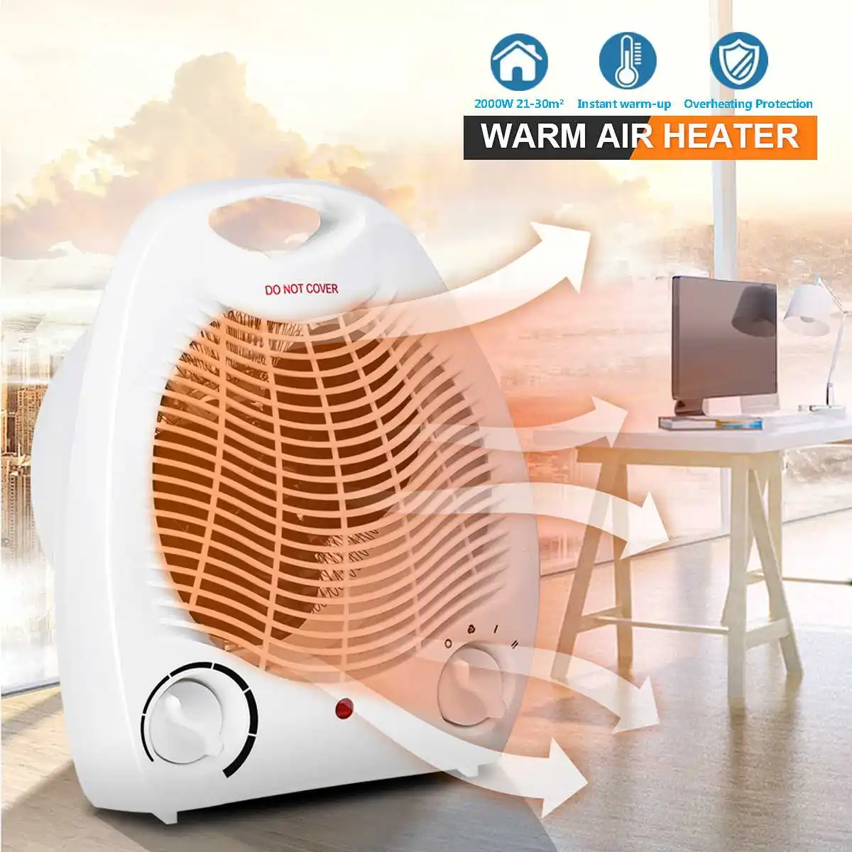 3-Position Power Knob 2000W Thermostatic Heater Electric Warmer Air Warm & Cool Fan 2 Heat Settings 21-30m*m Area Heated
3-Position Power Knob 2000W Thermostatic Heater Electric Warmer Air Warm & Cool Fan 2 Heat Settings 21-30m*m Area Heated