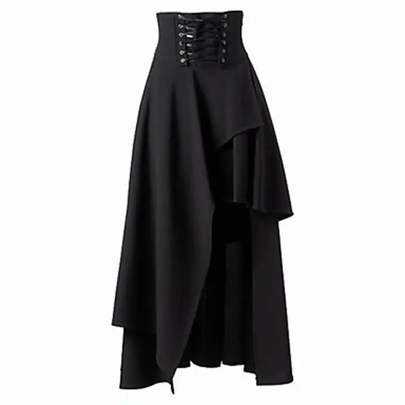 Women Skirt Spring 2019 New Gothic Lace Up Fashion Lolita Style Solid Black Elegant Asymmetric Hem High Waist Ladies Midi Skirts
Women Skirt Spring 2019 New Gothic Lace Up Fashion Lolita Style Solid Black Elegant Asymmetric Hem High Waist Ladies Midi Skirts