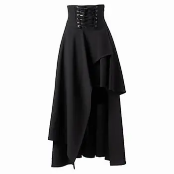 Women Skirt Spring 2019 New Gothic Lace Up Fashion Lolita Style Solid Black Elegant Asymmetric Hem High Waist Ladies Midi Skirts
Women Skirt Spring 2019 New Gothic Lace Up Fashion Lolita Style Solid Black Elegant Asymmetric Hem High Waist Ladies Midi Skirts