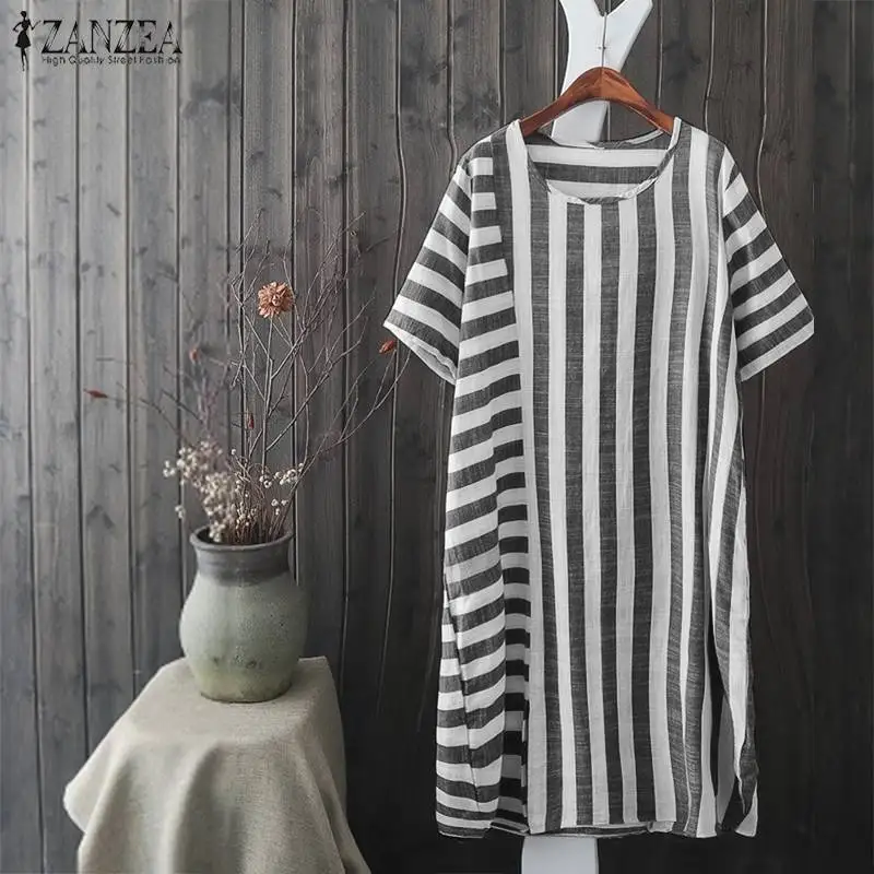 ZANZEA 2019 Women Vintage Dress Stripe Summer Sundress Mid Calf Vestidos Beach Dresses Bohemian Robe Femme Long Blusas Plus Size
ZANZEA 2019 Women Vintage Dress Stripe Summer Sundress Mid Calf Vestidos Beach Dresses Bohemian Robe Femme Long Blusas Plus Size