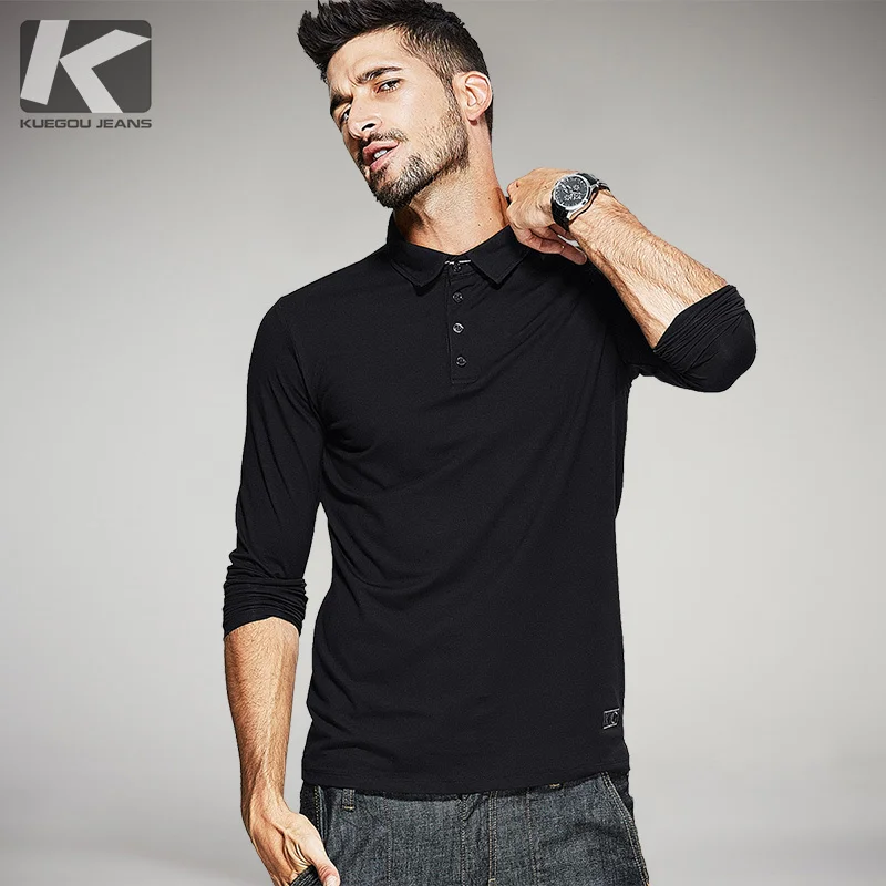 KUEGOU New Autumn Mens Casual Poloshirts Black Blue Color Brand Clothing For Man's Long Sleeve Slim Fit Clothes Male Tops 894
KUEGOU New Autumn Mens Casual Poloshirts Black Blue Color Brand Clothing For Man's Long Sleeve Slim Fit Clothes Male Tops 894