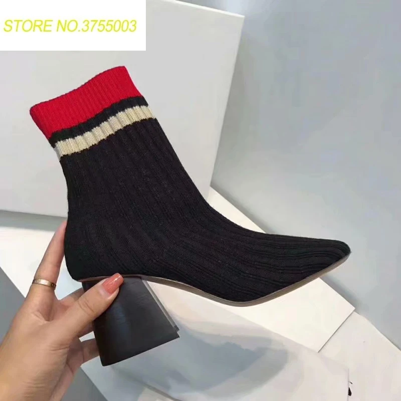018 New Women Sock Boots Round Toe Elastic High Boots Slip On High Heel Ankle Boots Women Pumps Botas zapatos mujer Shoes Woman
018 New Women Sock Boots Round Toe Elastic High Boots Slip On High Heel Ankle Boots Women Pumps Botas zapatos mujer Shoes Woman