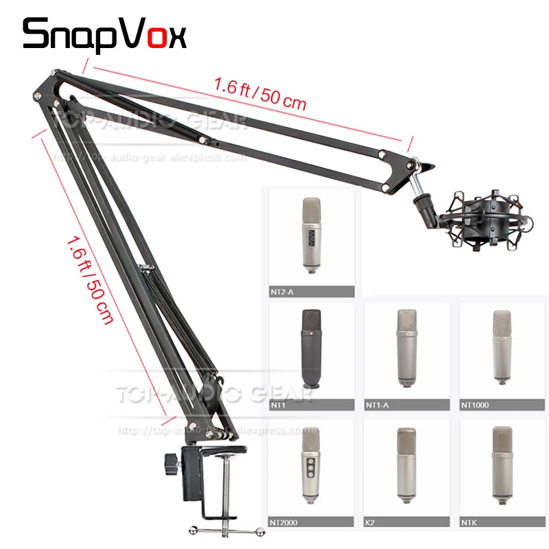 Tabletop Suspension Scissor Arm Boom Microphone Mic Stand Shock Mount Clip Holder For Rode NT1 Kit NT 1 2 A NT2 NT1A NT2A K2 K 2
Tabletop Suspension Scissor Arm Boom Microphone Mic Stand Shock Mount Clip Holder For Rode NT1 Kit NT 1 2 A NT2 NT1A NT2A K2 K 2